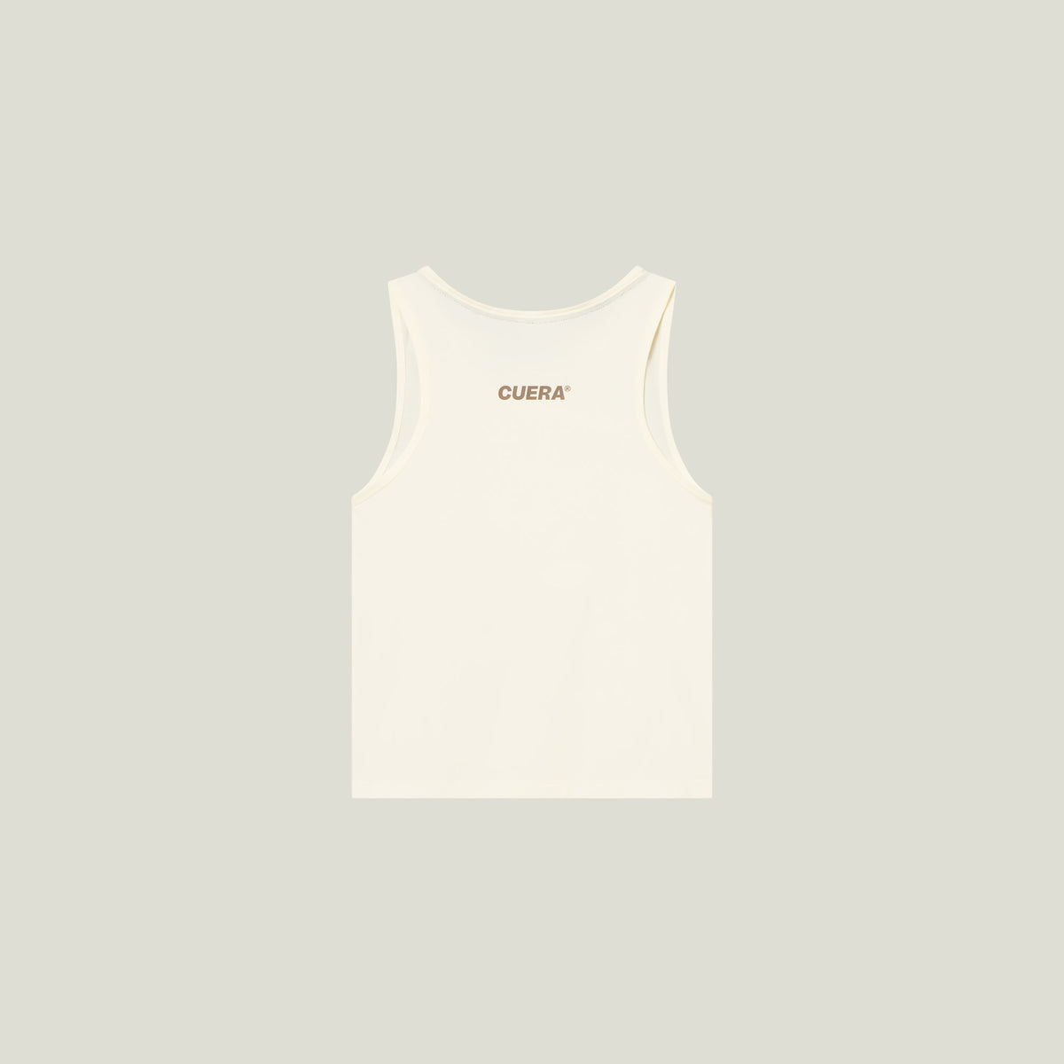 Cuera Oncourt Cropped Tank Top in Off White, flat lay back view