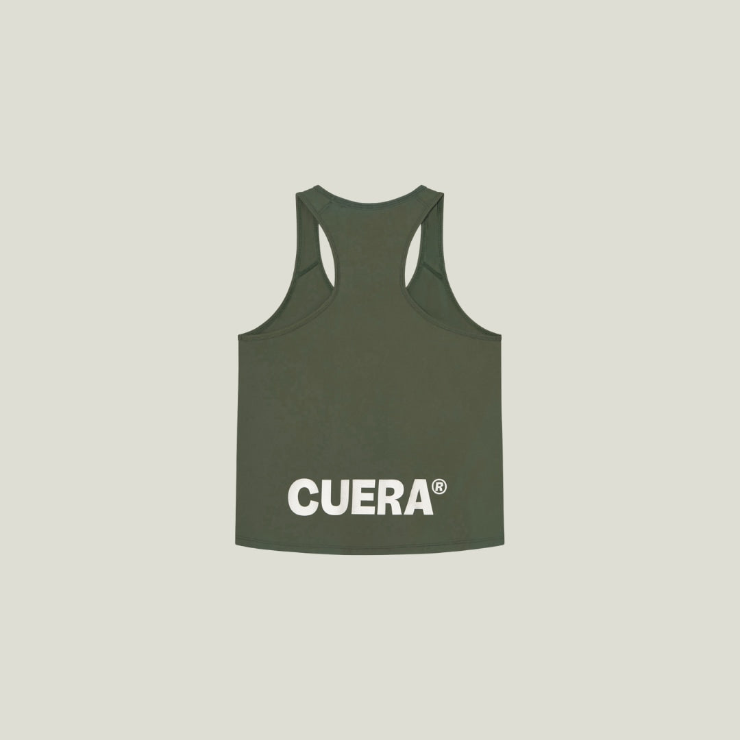 Cuera Oncourt Cuera Airy Tank Top in Army, flat lay back view