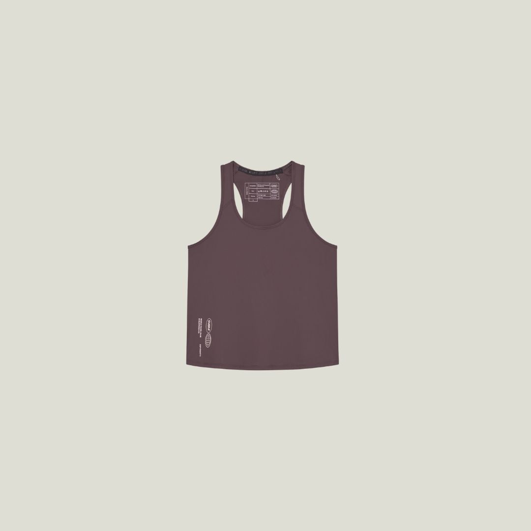 Cuera Oncourt Cuera Airy Tank Top in Dark Brown, flat lay front view