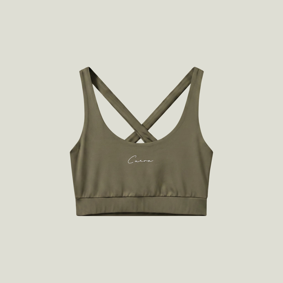 Cuera Oncourt Soft Bra Top in Army, flat lay front view