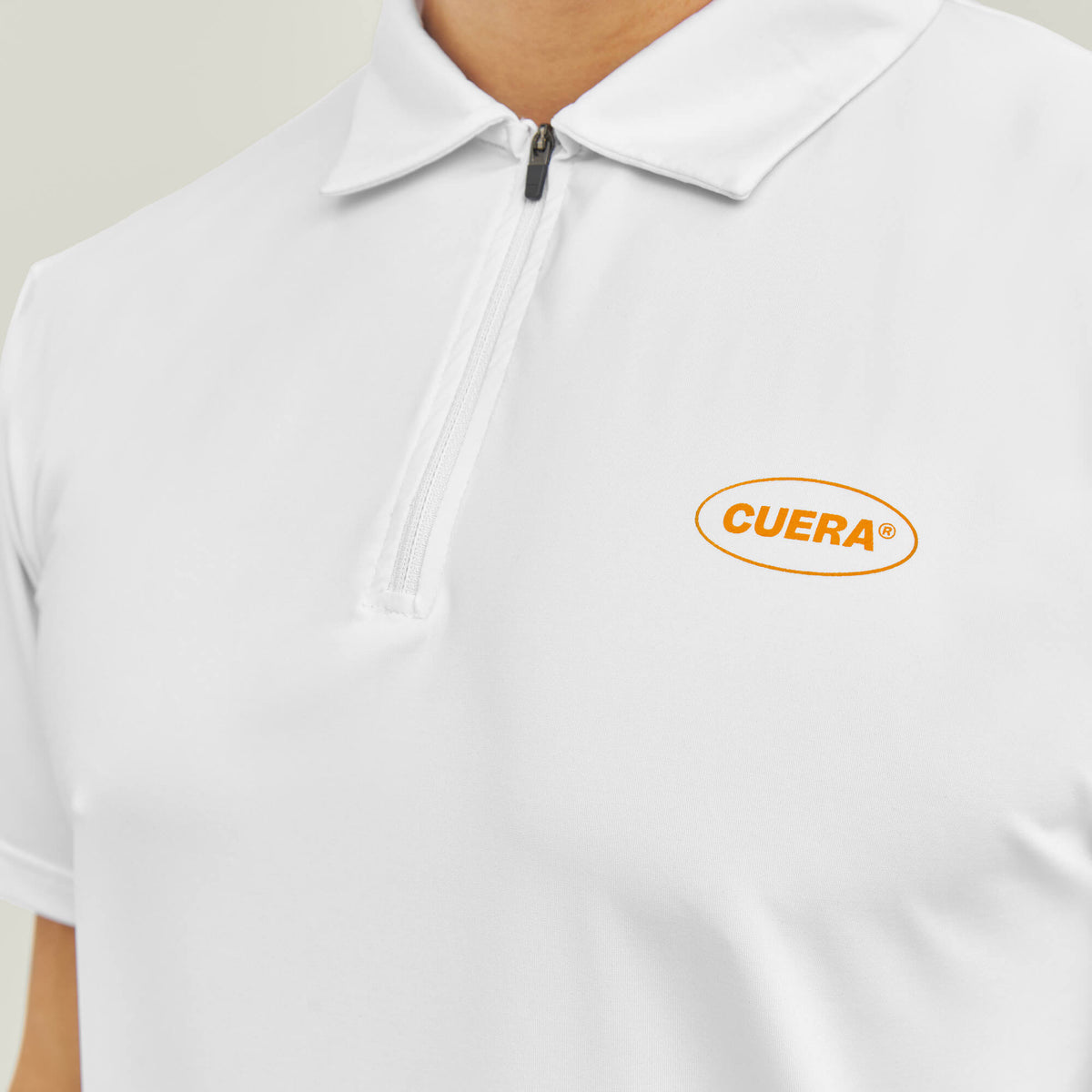 Cuera Oncourt Made Polo ss in White, collar detail