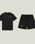 Cuera Oncourt Shorts & Light Weight T-Shirt  Black Bundle, flat lay front view