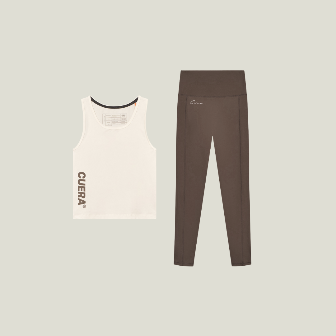 Cuera Oncourt Slim Tank Top & Active Logo Tights Long Combo, flat lay front view