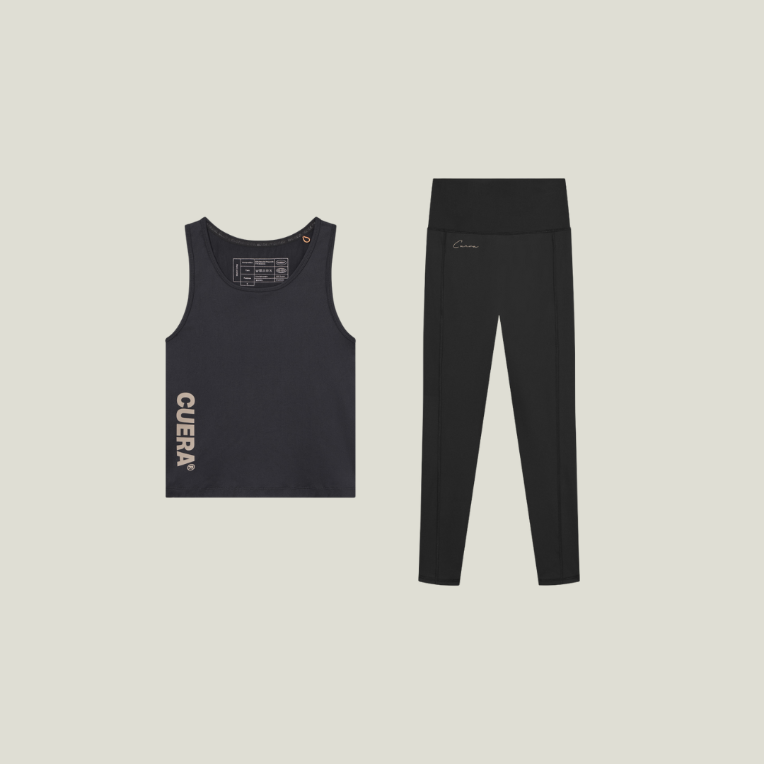 Cuera Oncourt Slim Tank Top & Active Logo Tights Long Combo, flat lay front view