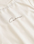 Cuera Oncourt Slim Tank Top in Off White, logo print detail