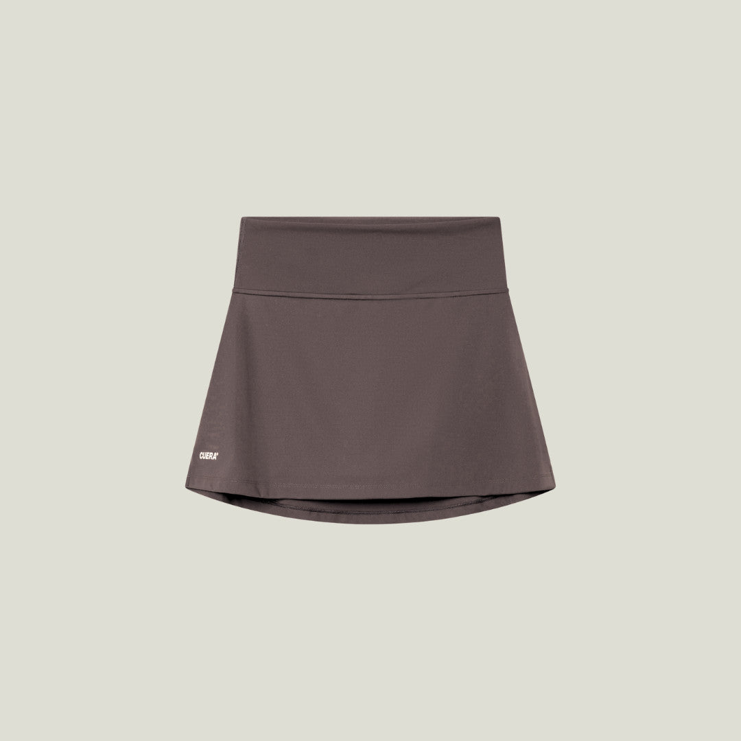 Cuera Oncourt Slim Tank Top &amp; Skirt 2-in-1 in Dark Brown Bundle, flat lay front view