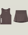 Cuera Oncourt Slim Tank Top & Skirt 2-in-1 in Dark Brown Bundle, flat lay front view