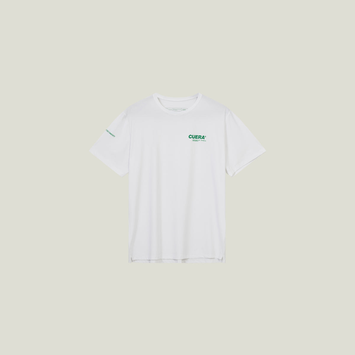 Cuera Oncourt Team T-Shirt in White With Green, flat lay front view