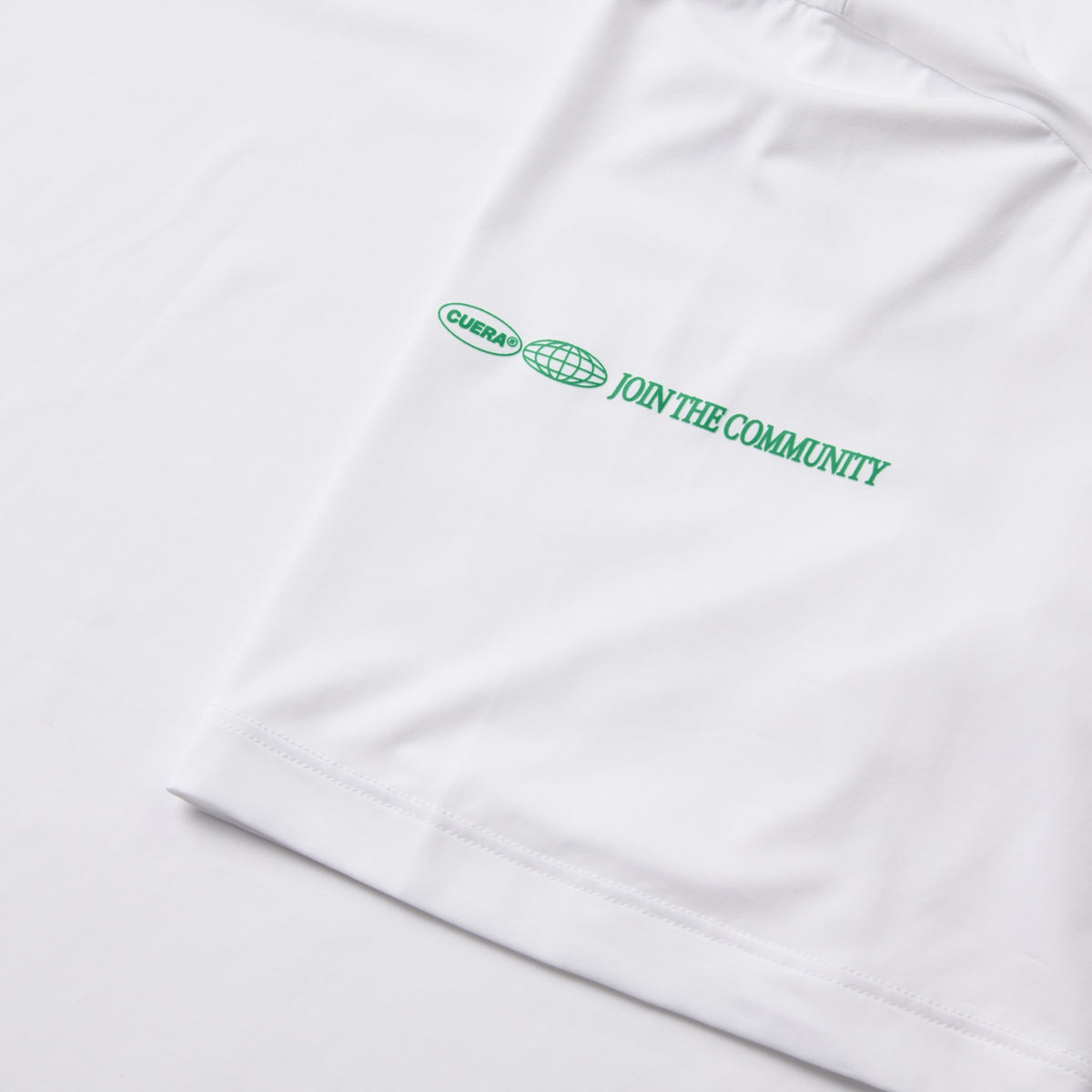 Cuera Oncourt Team T-Shirt in White With Green, neck label and care tag detail