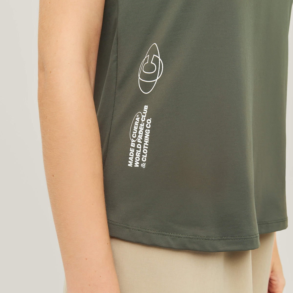 Cuera Oncourt WPC Tank in Army, logo print detail