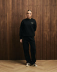Cuera Offcourt Cuera Crew Neck Sweat in Black, flat lay back view