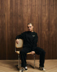 Cuera Offcourt Cuera Crew Neck Sweat in Black, logo print detail
