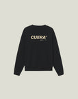 Model wearing Cuera Offcourt Cuera Crew Neck Sweat in Black, front studio view