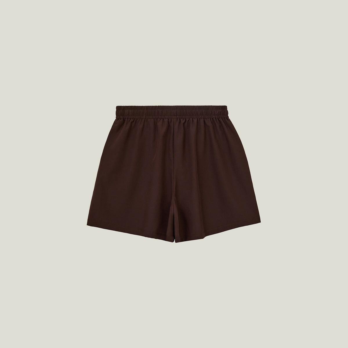 Cuera Womens Active Globe Shorts in Dark Brown, flat lay back view